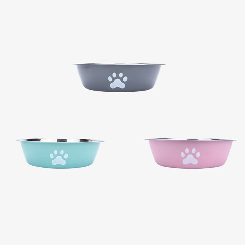 Stainless steel paw print pet bowl with silicone base – photo 5