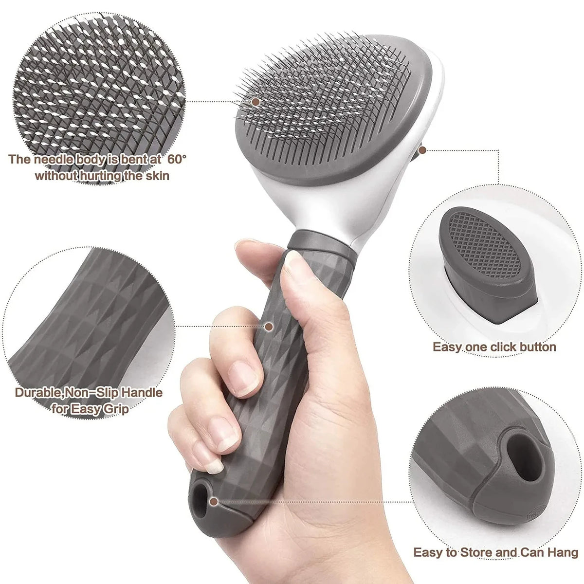 Self-cleaning slicker brush for dog and cat grooming – photo 7