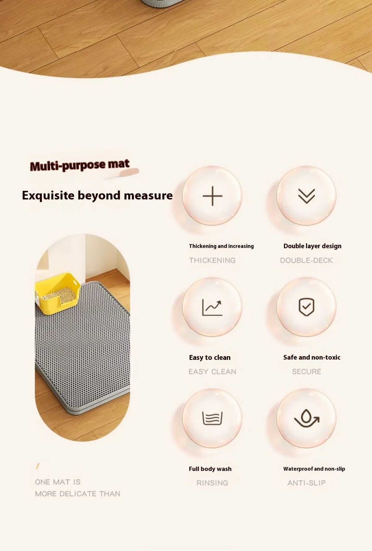 Two-layer cat litter mat in front of a litter tray – photo 8