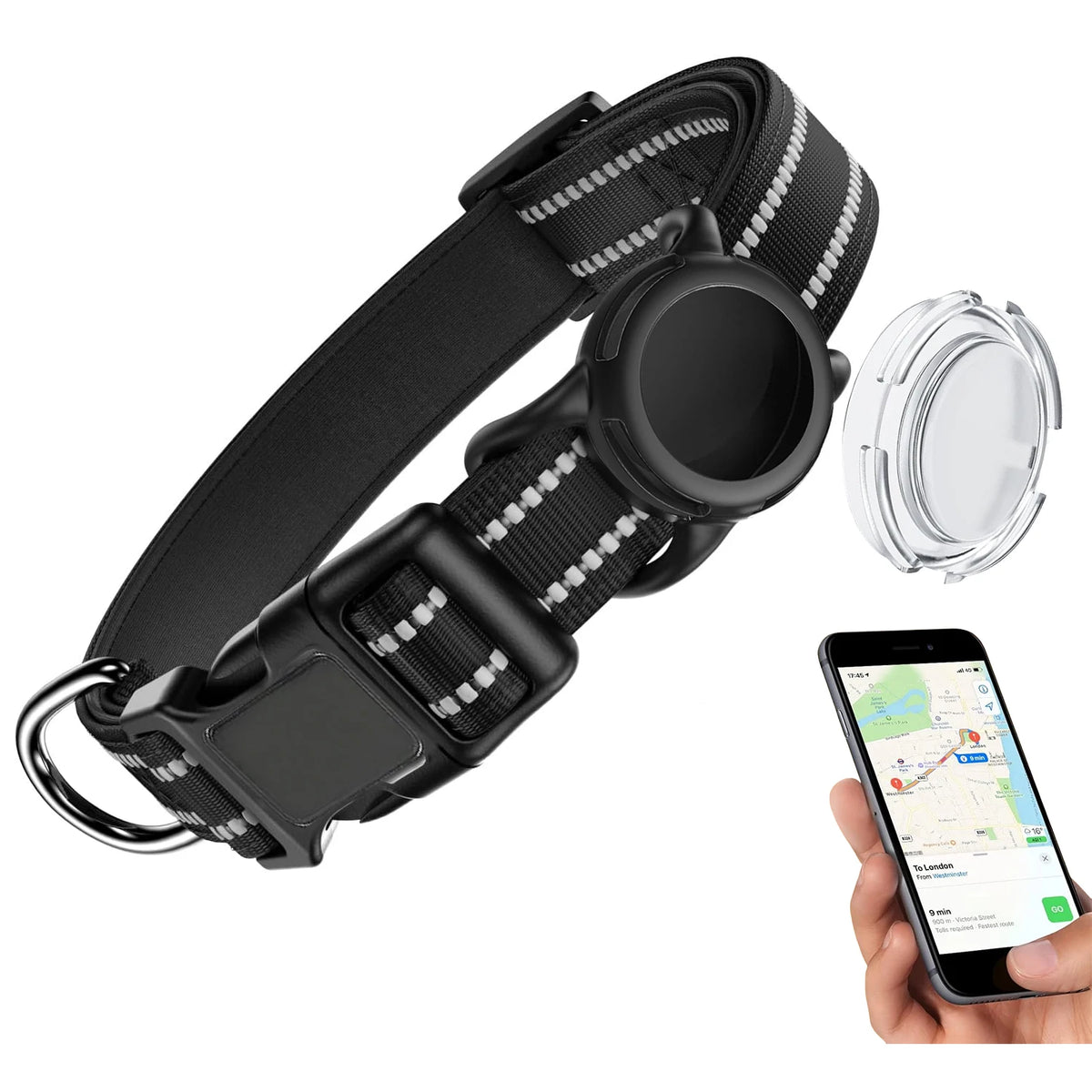 Reflective Dog Collar with Tracker Holder – photo 14