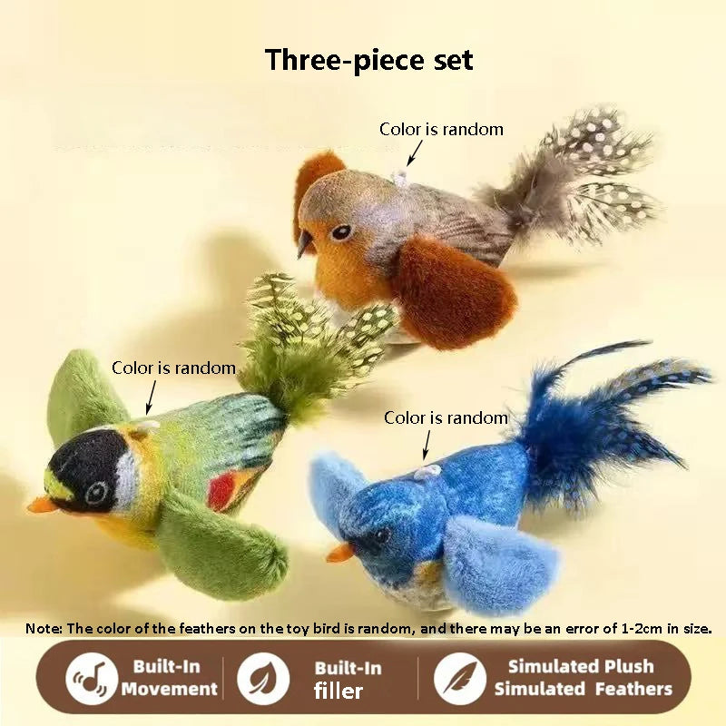 Chirping Bird Cat Toy with Elastic Rope