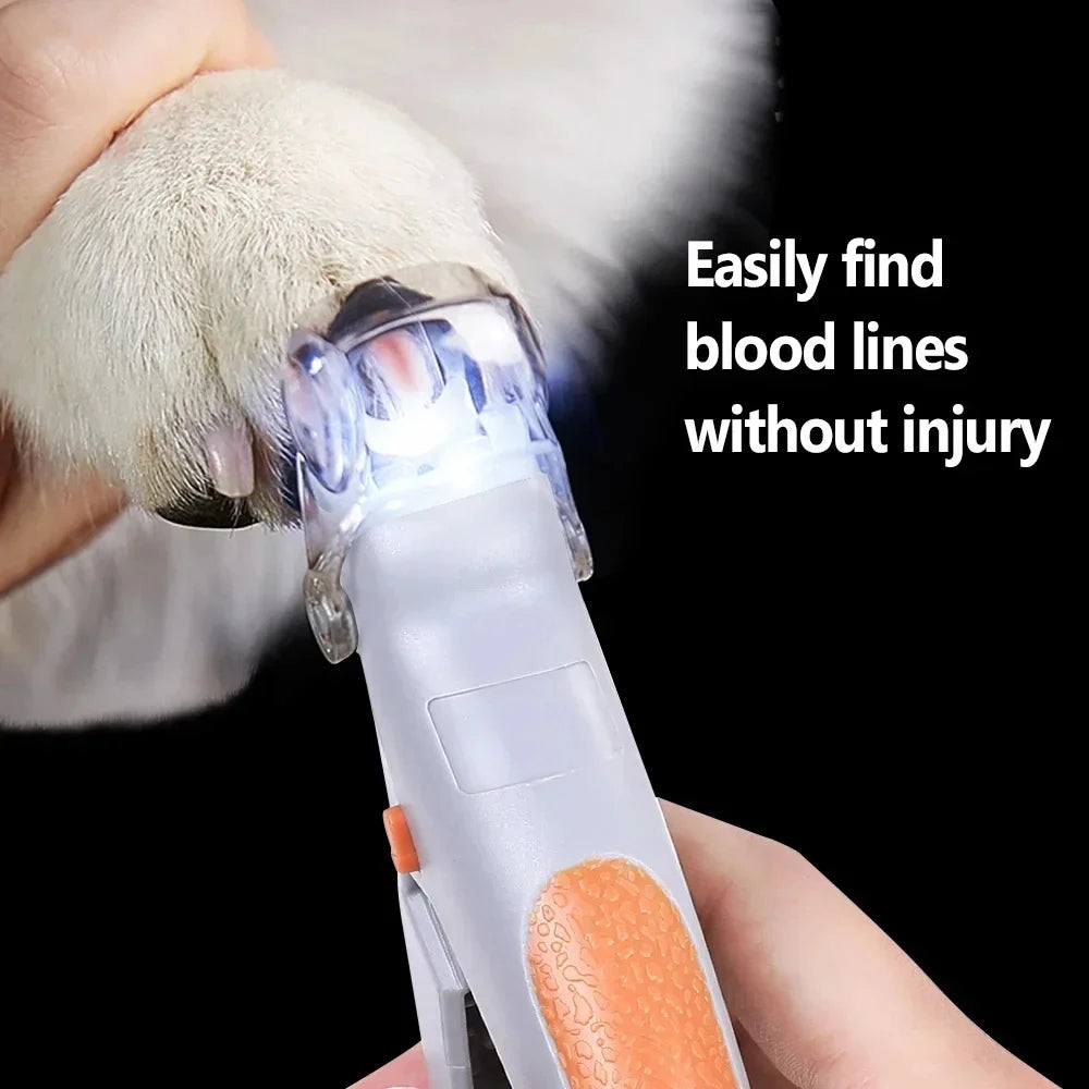 Stainless steel pet nail clippers with built-in LED light