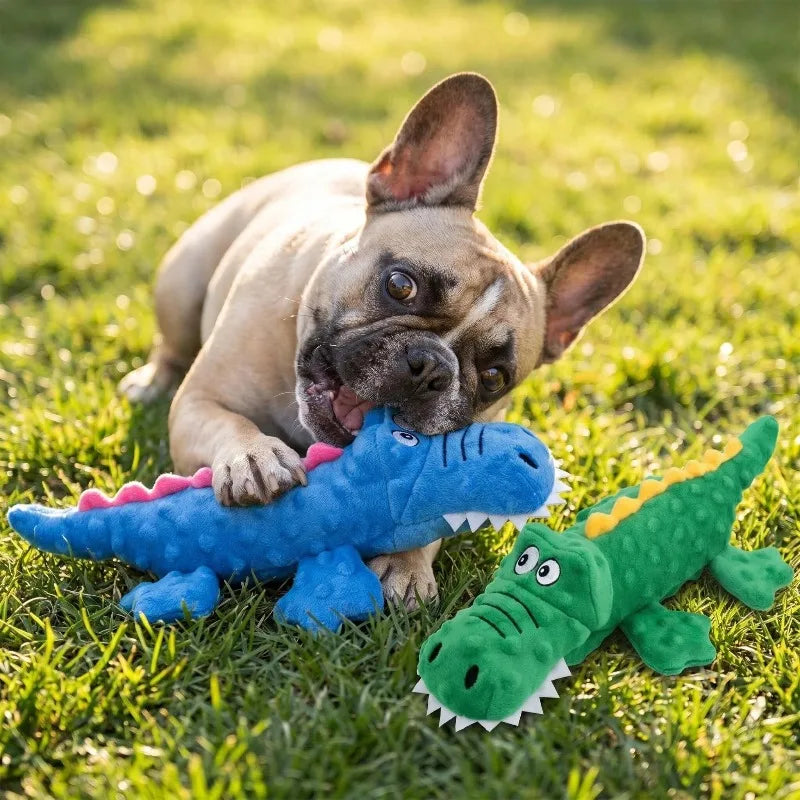 Soft squeaky plush crocodile dog toy – photo 5