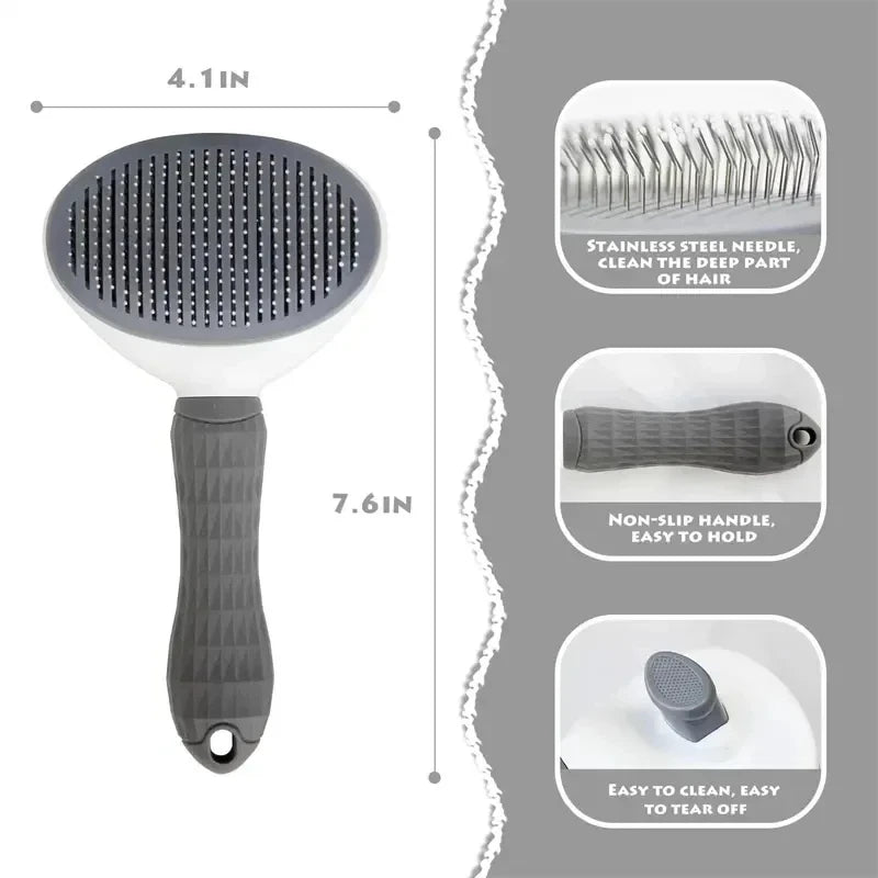 Self-cleaning slicker brush for dog and cat grooming – photo 4
