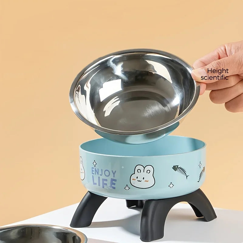 Raised stainless steel pet bowl with non-slip base – photo 7
