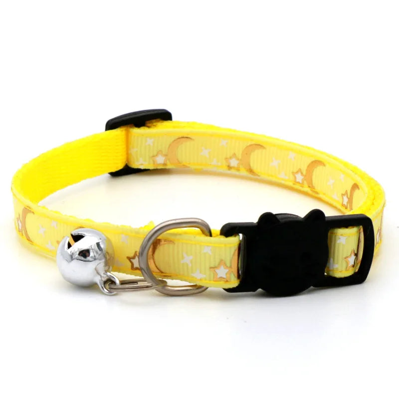 Star and moon pattern cat collar with bell – photo 6