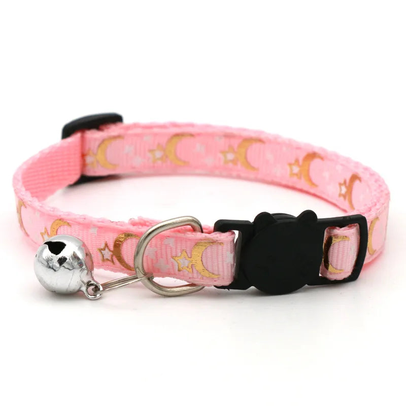 Star and moon pattern cat collar with bell – photo 7