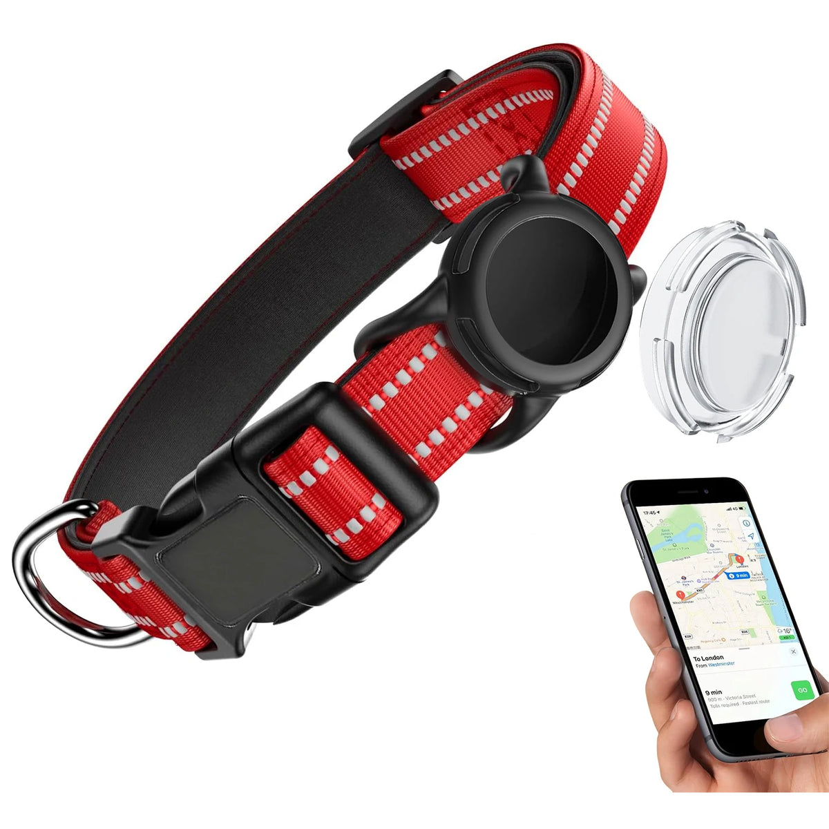 Reflective Dog Collar with Tracker Holder – photo 12