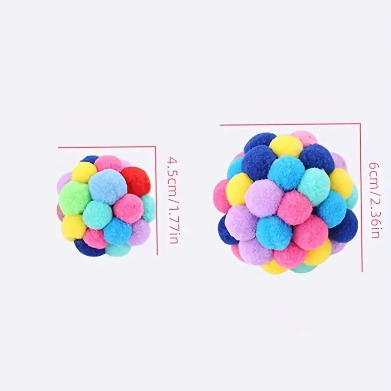 Colourful plush, woolen and bell ball toys for cats – photo 7