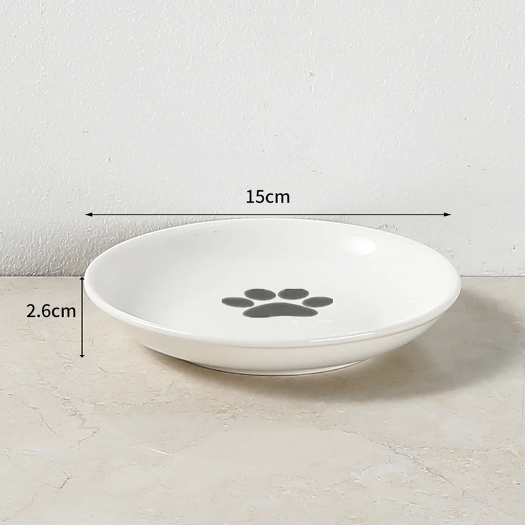 Shallow Whisker-Friendly Ceramic Cat Bowl