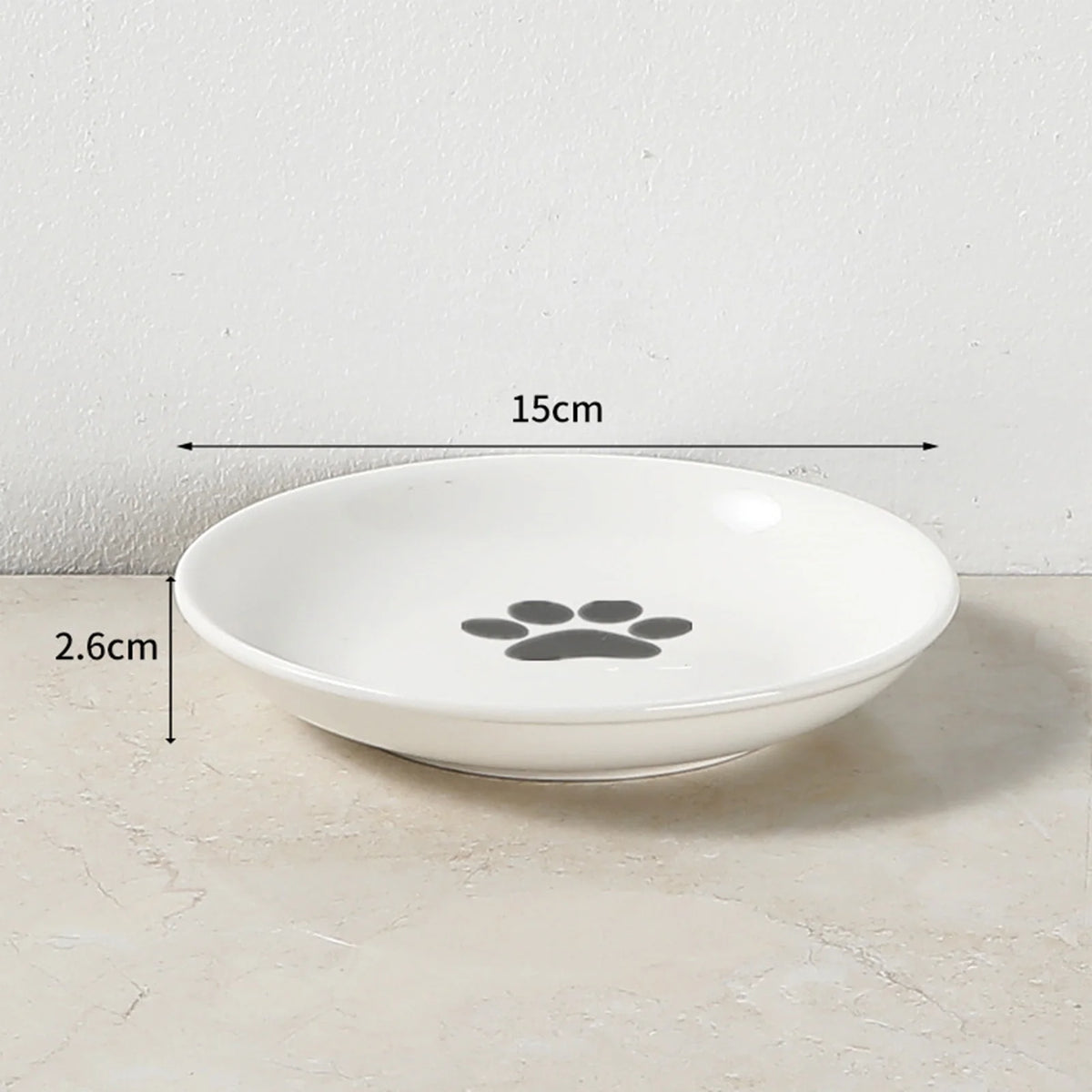 Shallow Whisker-Friendly Ceramic Cat Bowl
