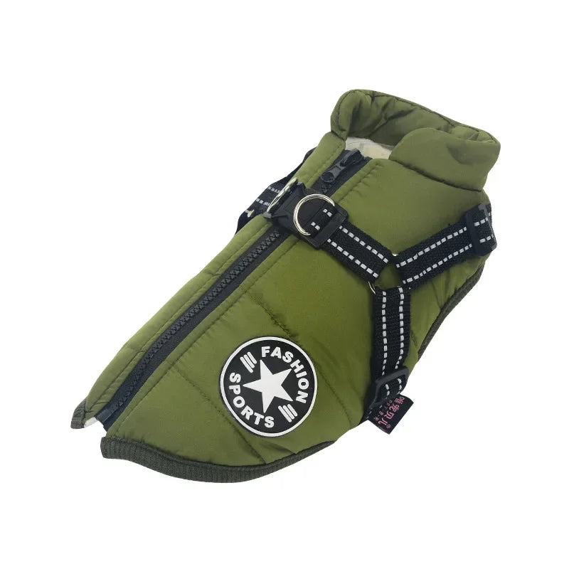 Waterproof winter dog coat with built-in harness – photo 10