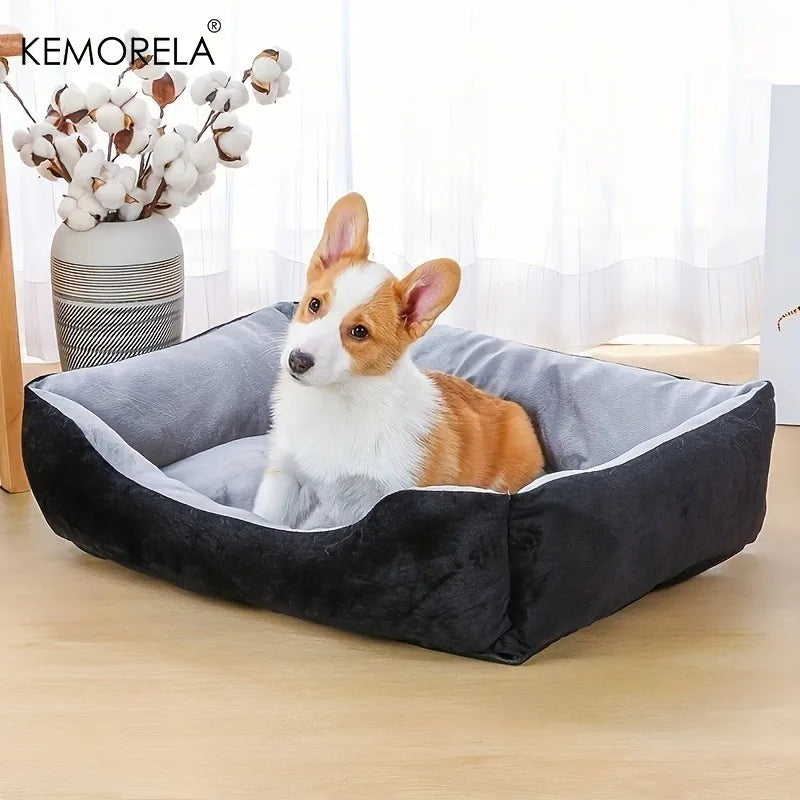 Plush dog bed with soft high-rebound filling