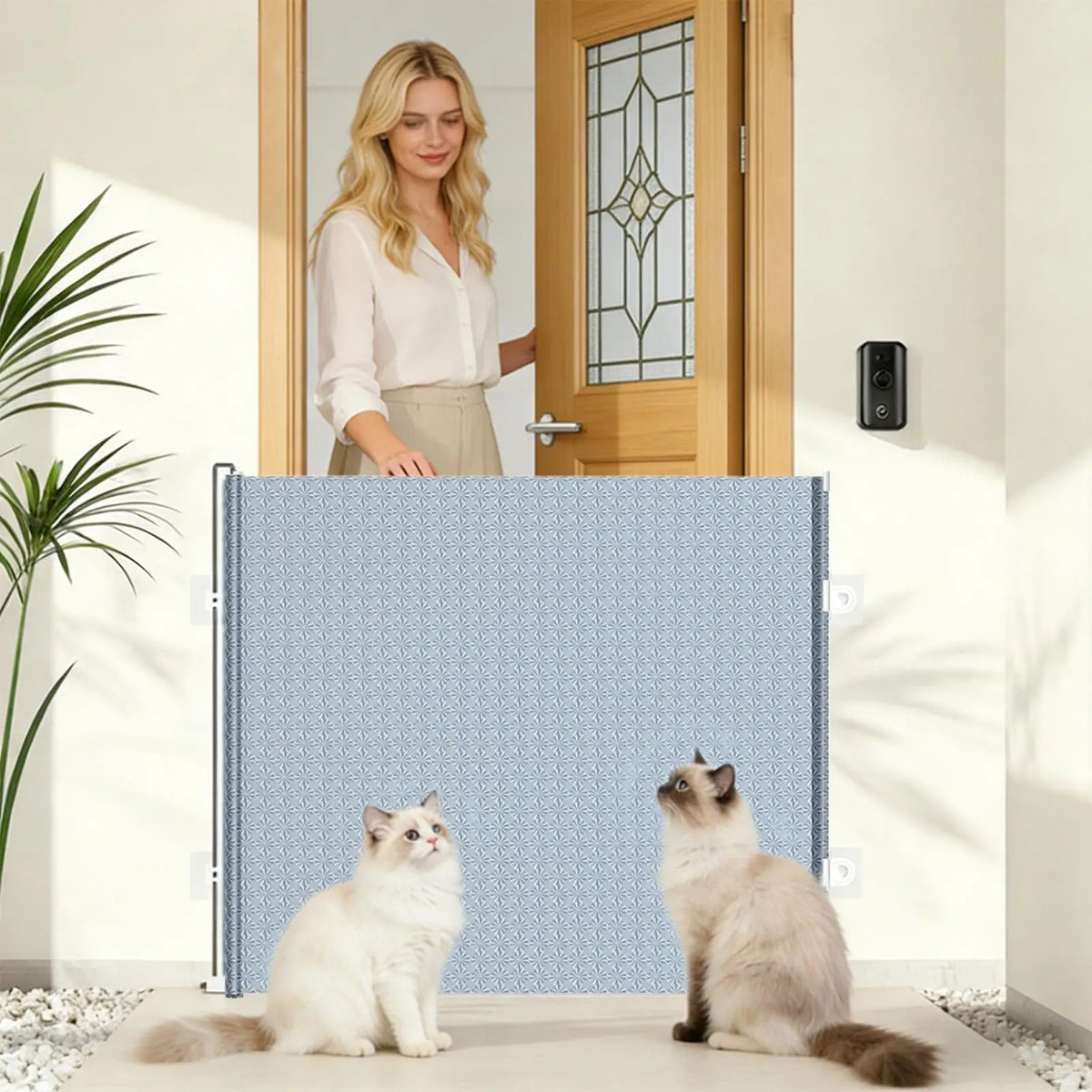 Retractable mesh pet gate across a doorway – photo 7