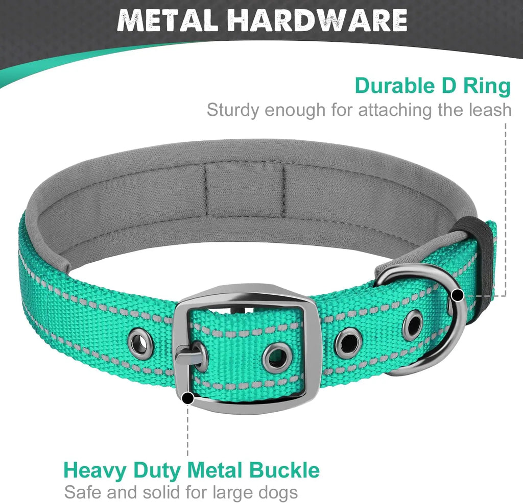 Padded reflective nylon dog collar with metal buckle – photo 10