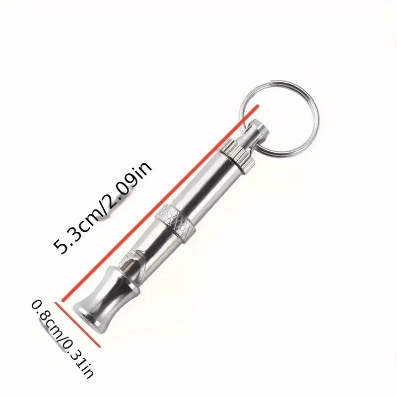 Silver stainless steel dog whistle with keyring – photo 11