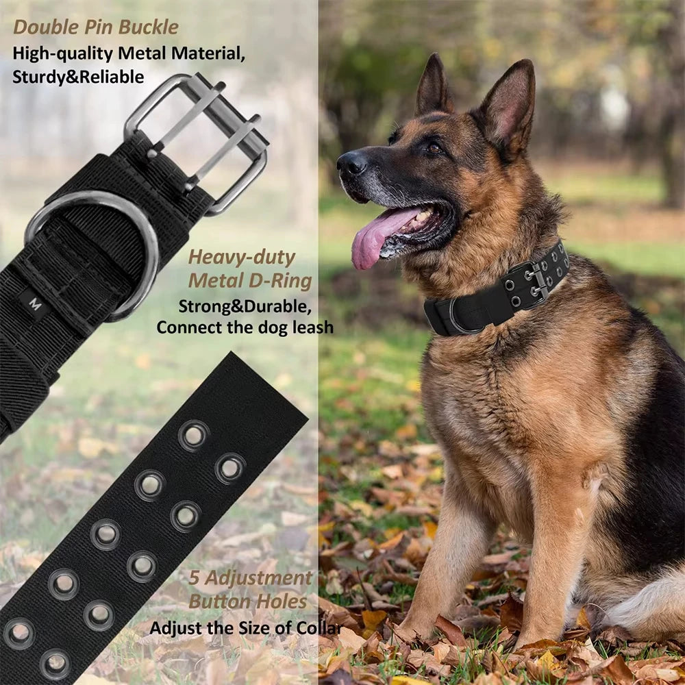 Military-style nylon dog collar with metal buckle and D-ring – photo 6
