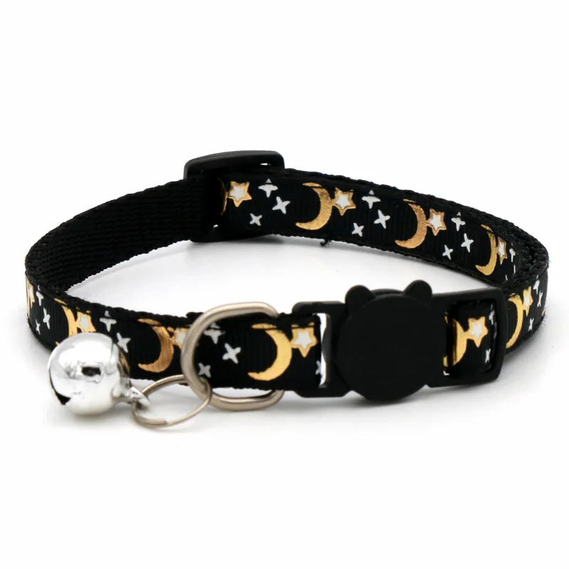 Star and moon pattern cat collar with bell – photo 11