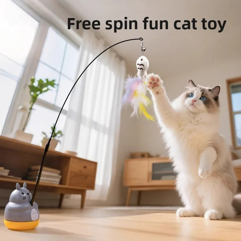 Self-Play Cat Teaser Pole with Springy Steel Wire & Feather
