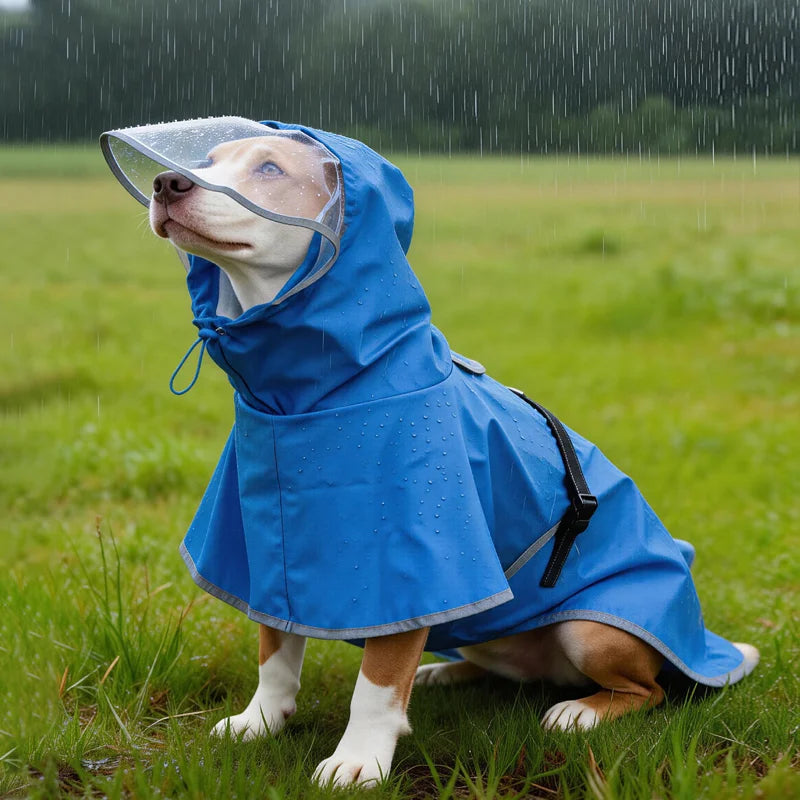 Hooded Waterproof Raincoat for Medium & Large Dogs