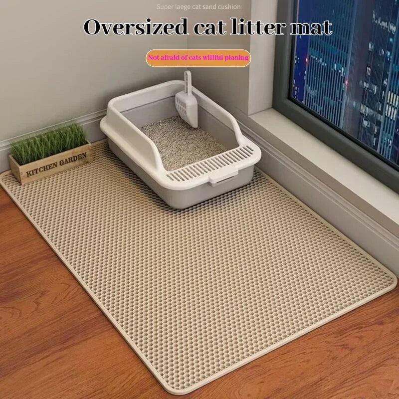 Two-Layer Cat Litter Mat with Waterproof Base
