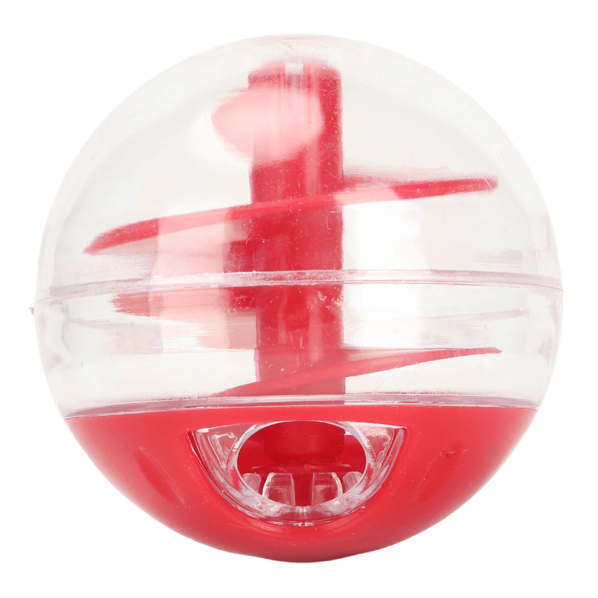 Cat treat ball with a red inner chamber