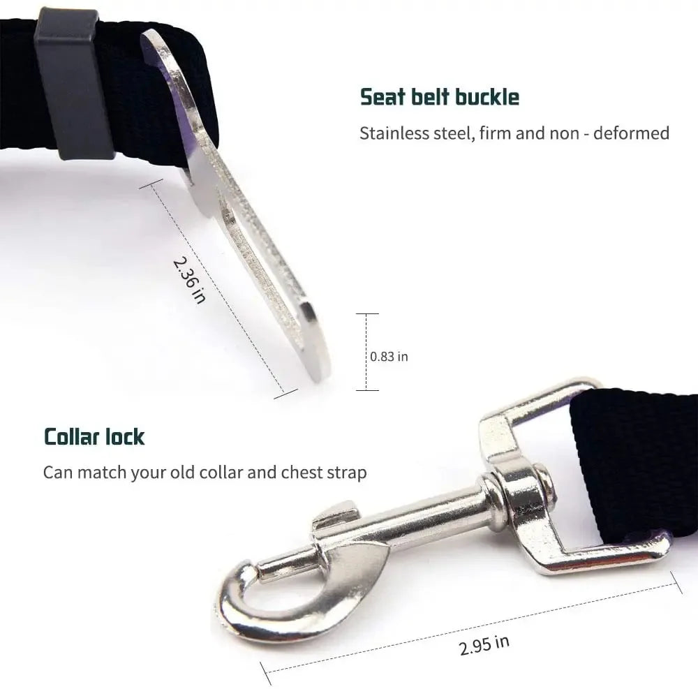 Adjustable nylon dog car seat belt lead with clip – photo 5