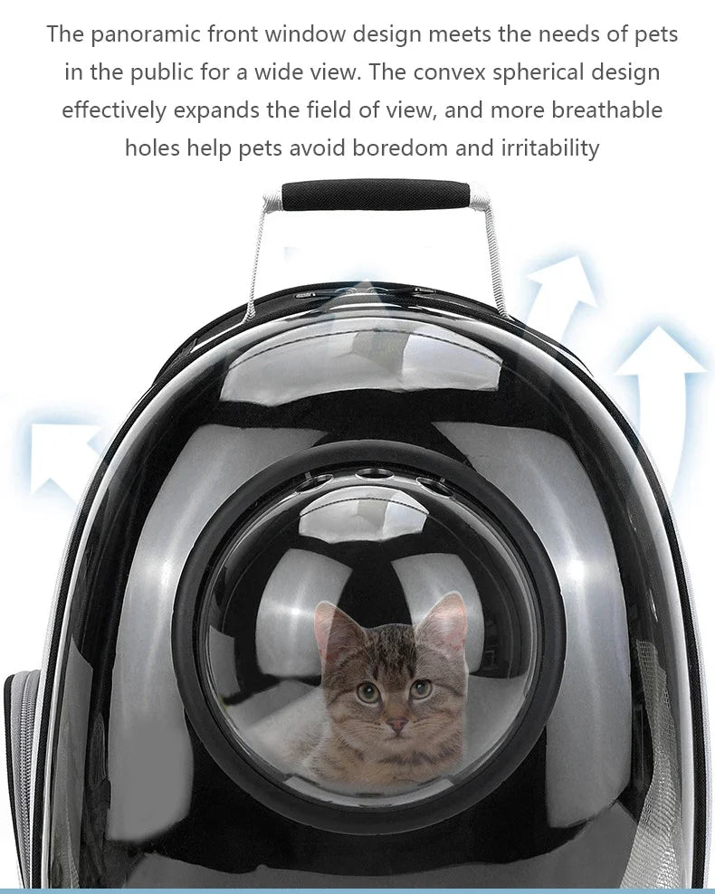 Black cat carrier backpack with clear bubble window – photo 10