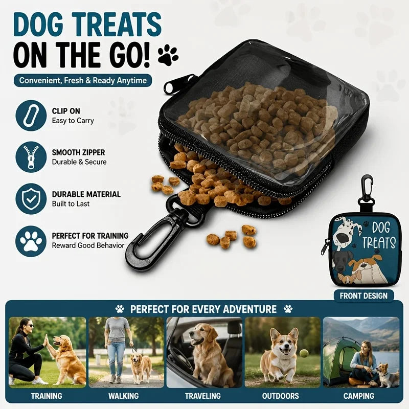 Dog Treat Pouch with Clear Window & Clip-On Hook