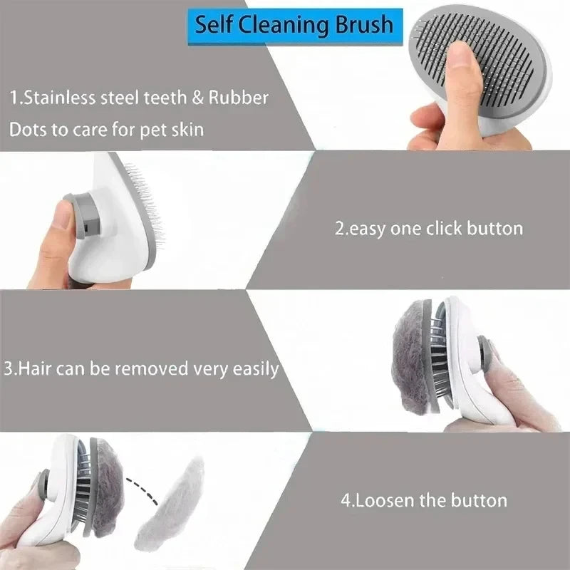 Self-cleaning slicker brush for dog and cat grooming – photo 6