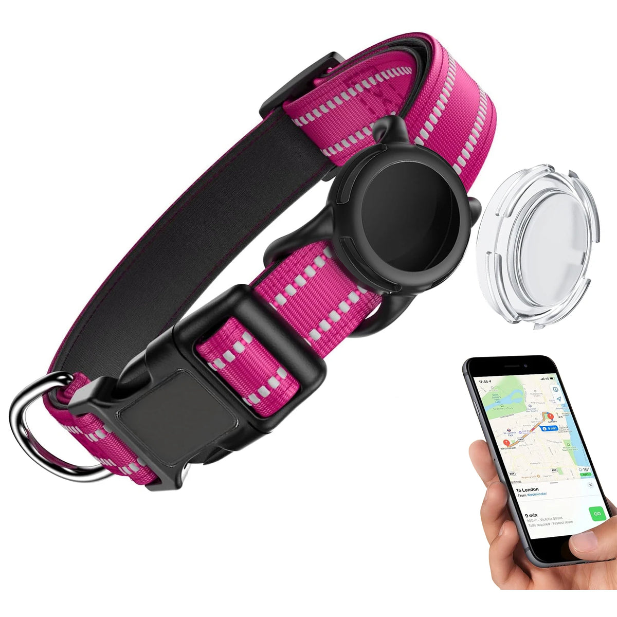 Reflective Dog Collar with Tracker Holder – photo 9