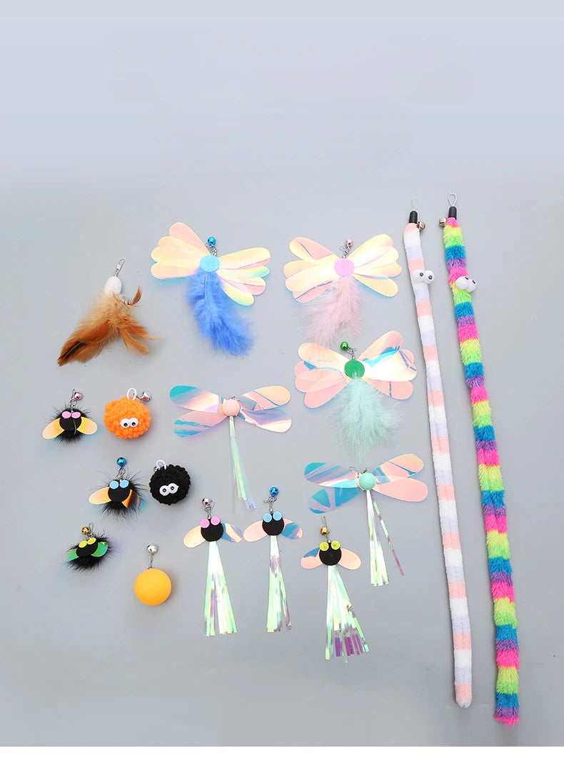 Assorted feather and plush cat teaser wand replacement heads – photo 8