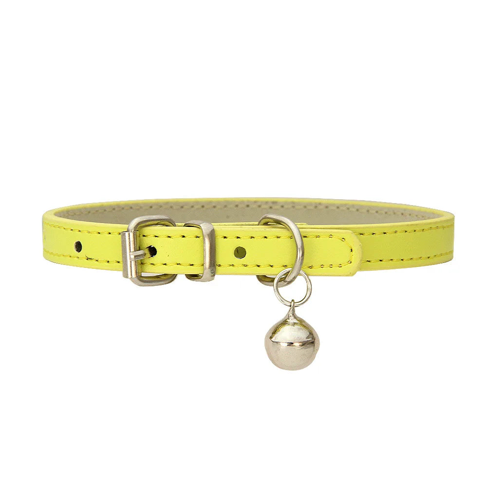 Adjustable PU Leather Collar for Cats & Small Dogs