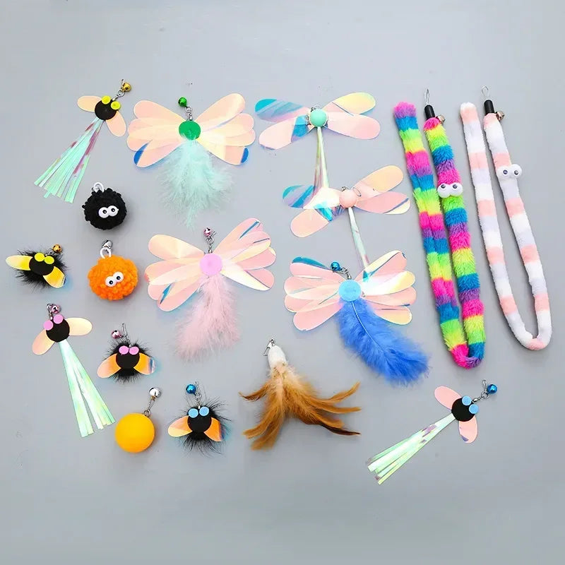 Assorted feather and plush cat teaser wand replacement heads – photo 4