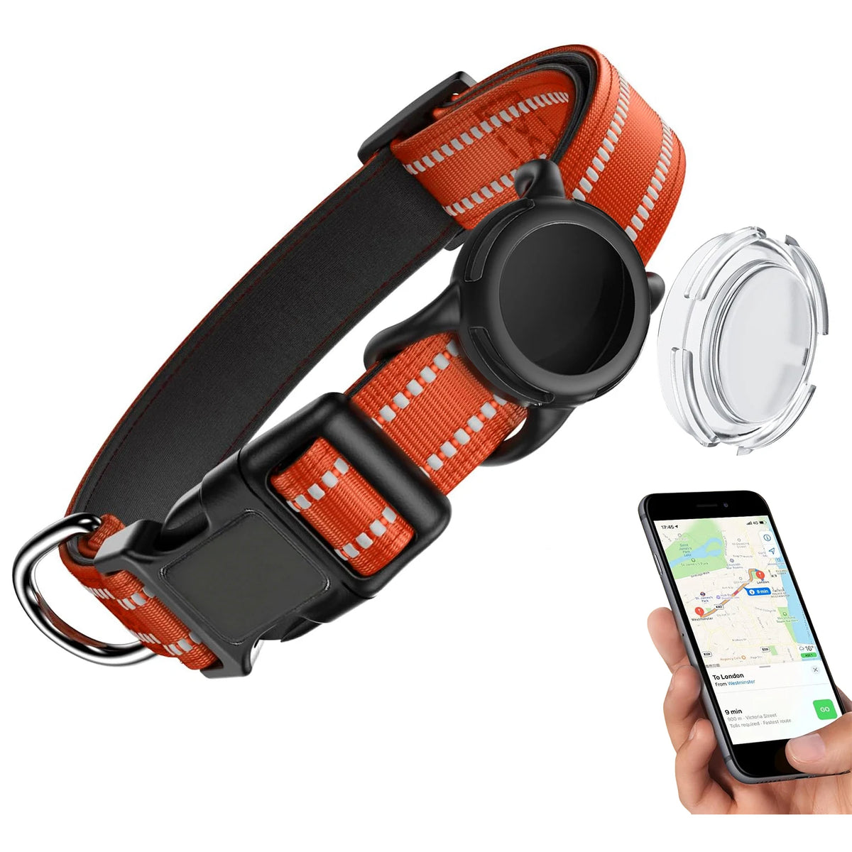 Reflective Dog Collar with Tracker Holder – photo 10