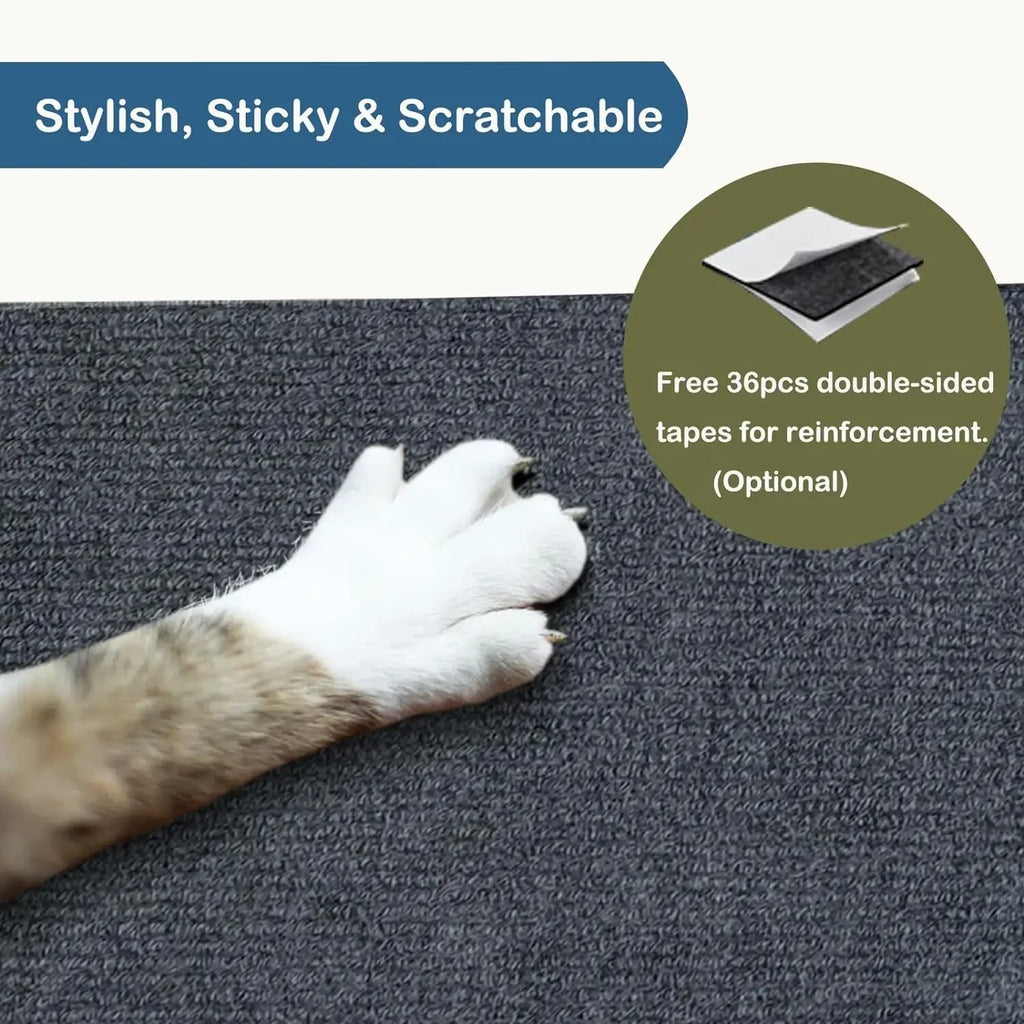 Self-adhesive cat scratching mat on a sofa corner – photo 10