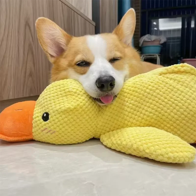 Plush Yellow Duck Squeaky Dog Toy