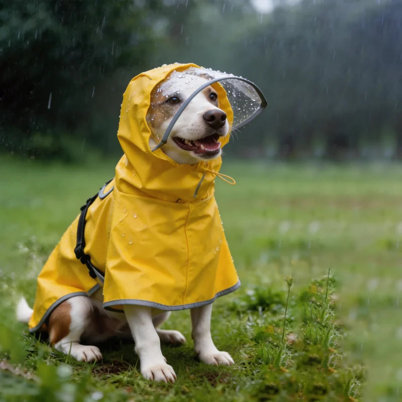 Hooded Waterproof Raincoat for Medium & Large Dogs