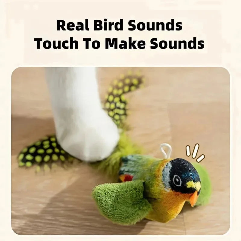 Chirping Bird Cat Toy with Elastic Rope