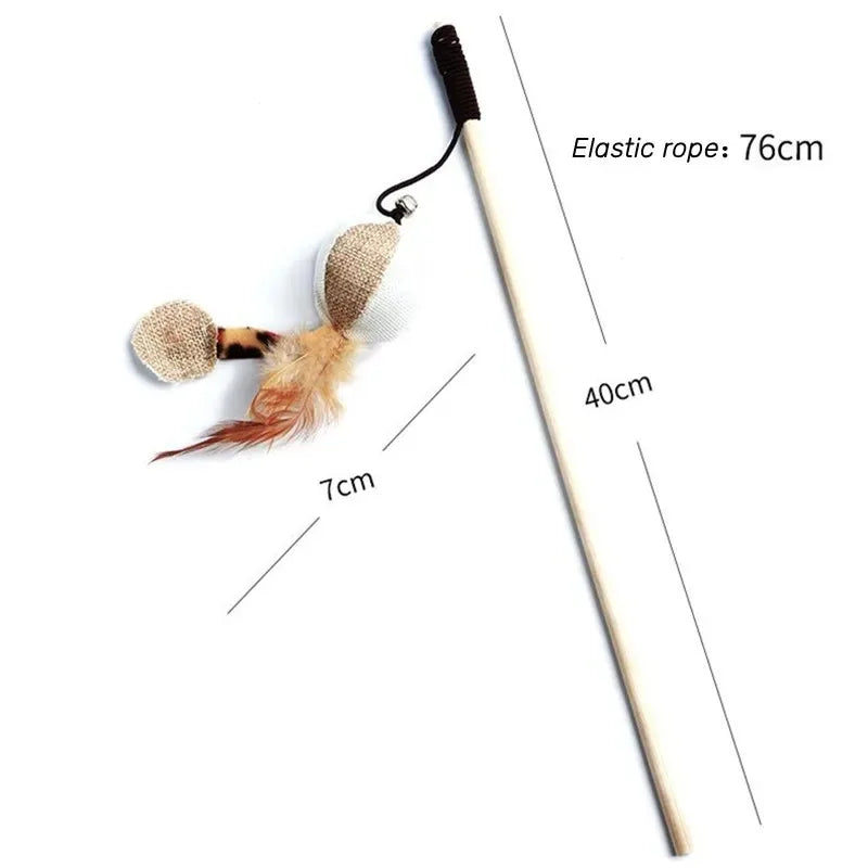 Wooden cat teaser wand toy with toy on a line – photo 6