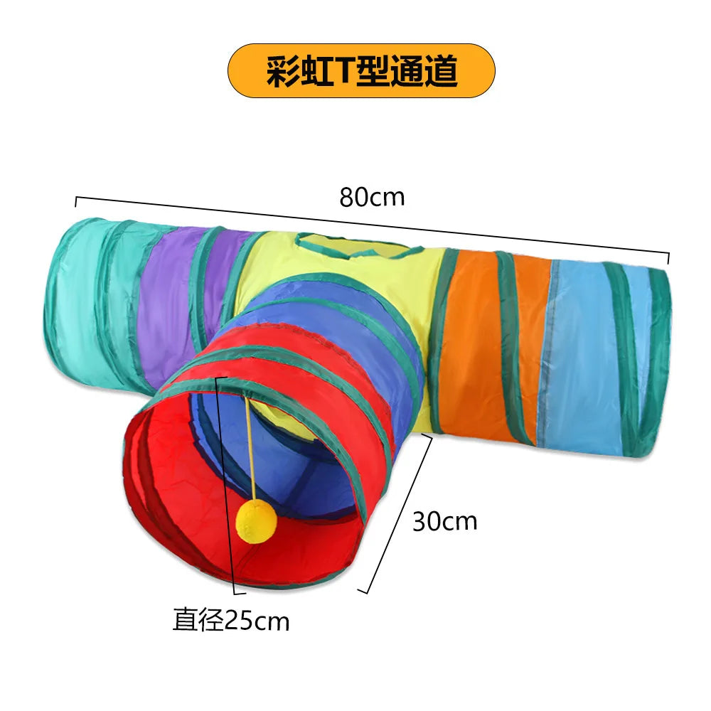 Cat playing in a foldable fabric play tunnel – photo 11