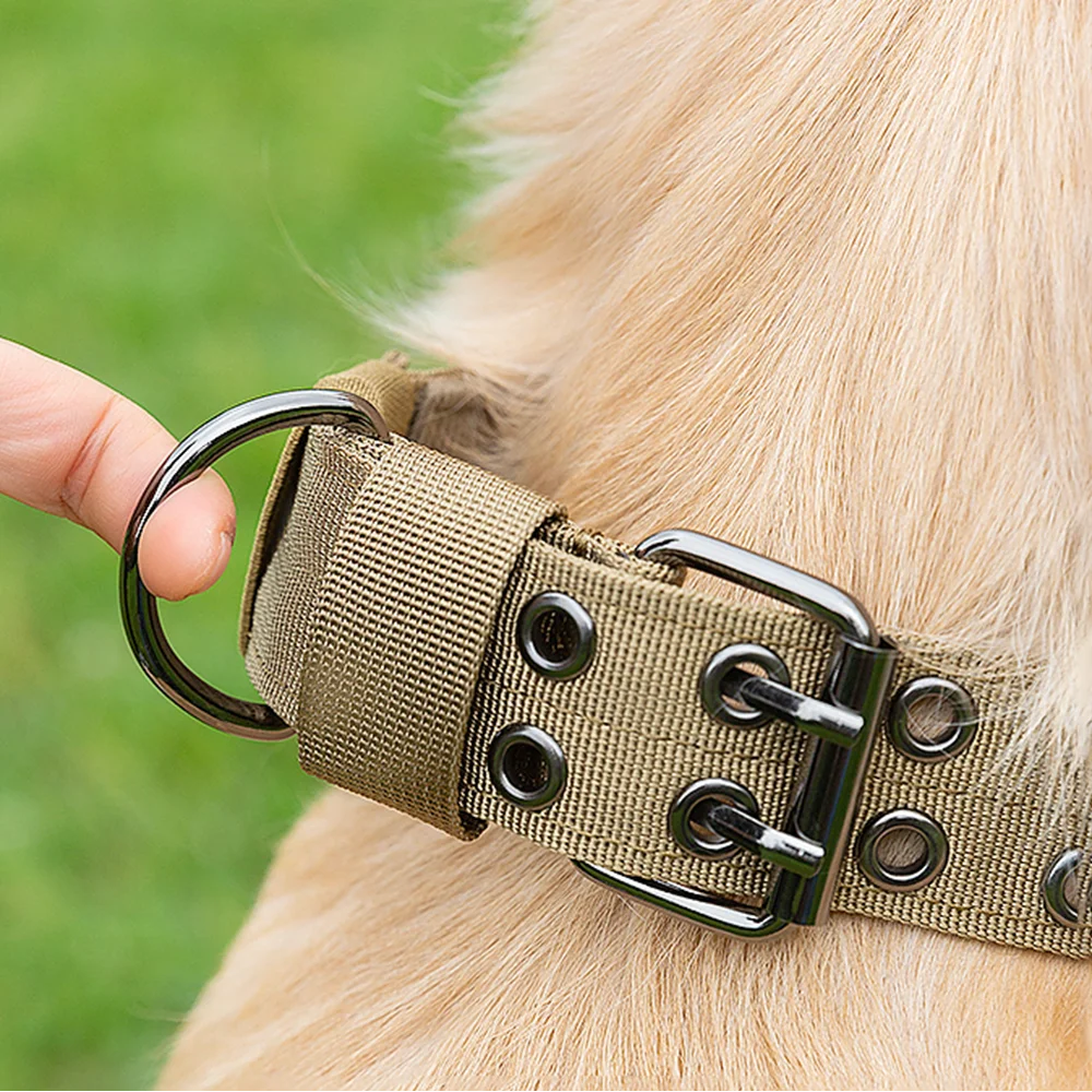 Military-style nylon dog collar with metal buckle and D-ring – photo 4