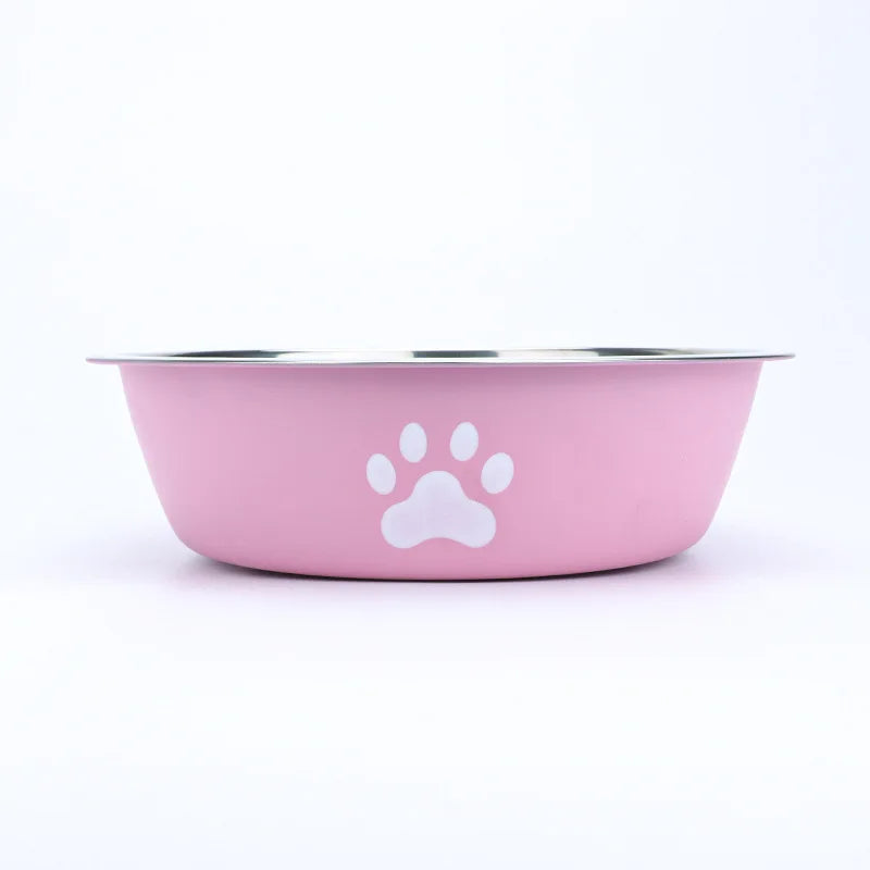 Stainless steel paw print pet bowl with silicone base – photo 8