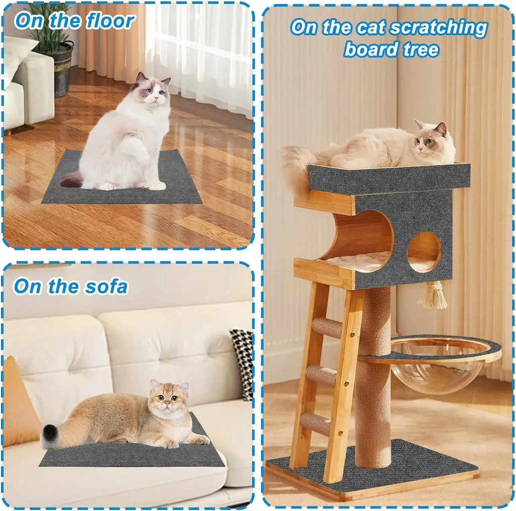 Self-adhesive cat scratching mat on a sofa corner – photo 12