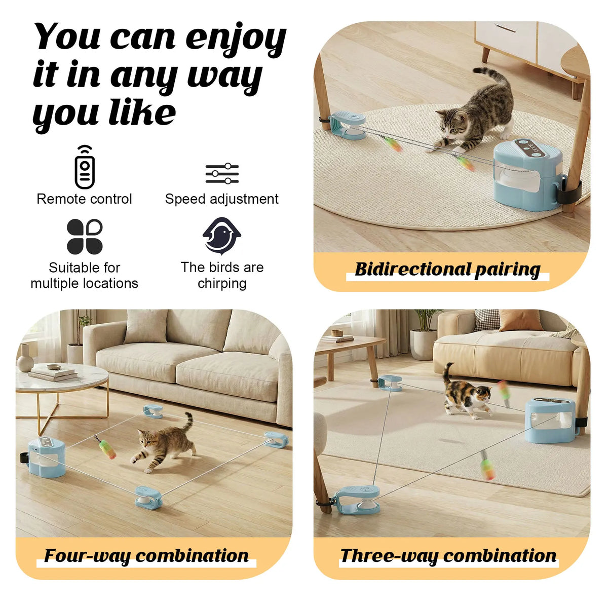 Automatic Cat Hunting Toy with Moving Lure & Remote Control
