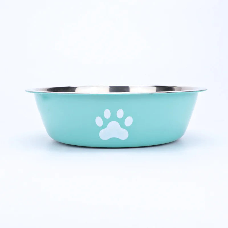 Stainless steel paw print pet bowl with silicone base – photo 9