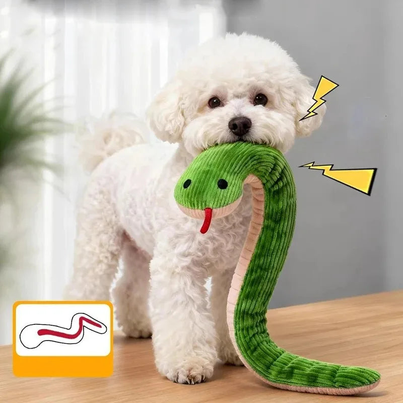 Long soft plush snake kick toy for cats and dogs