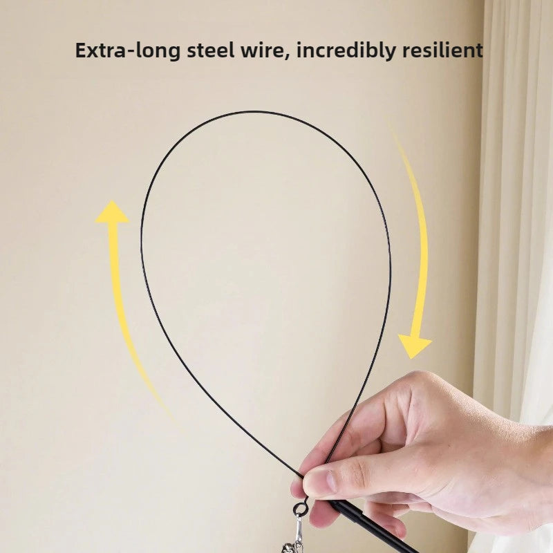 Self-Play Cat Teaser Pole with Springy Steel Wire & Feather
