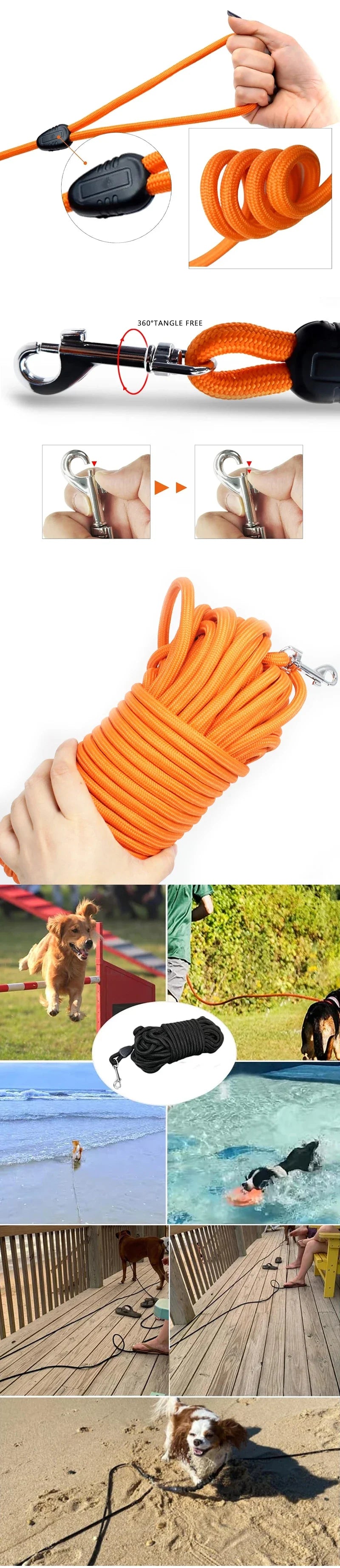 Long nylon recall training lead for dogs – photo 8