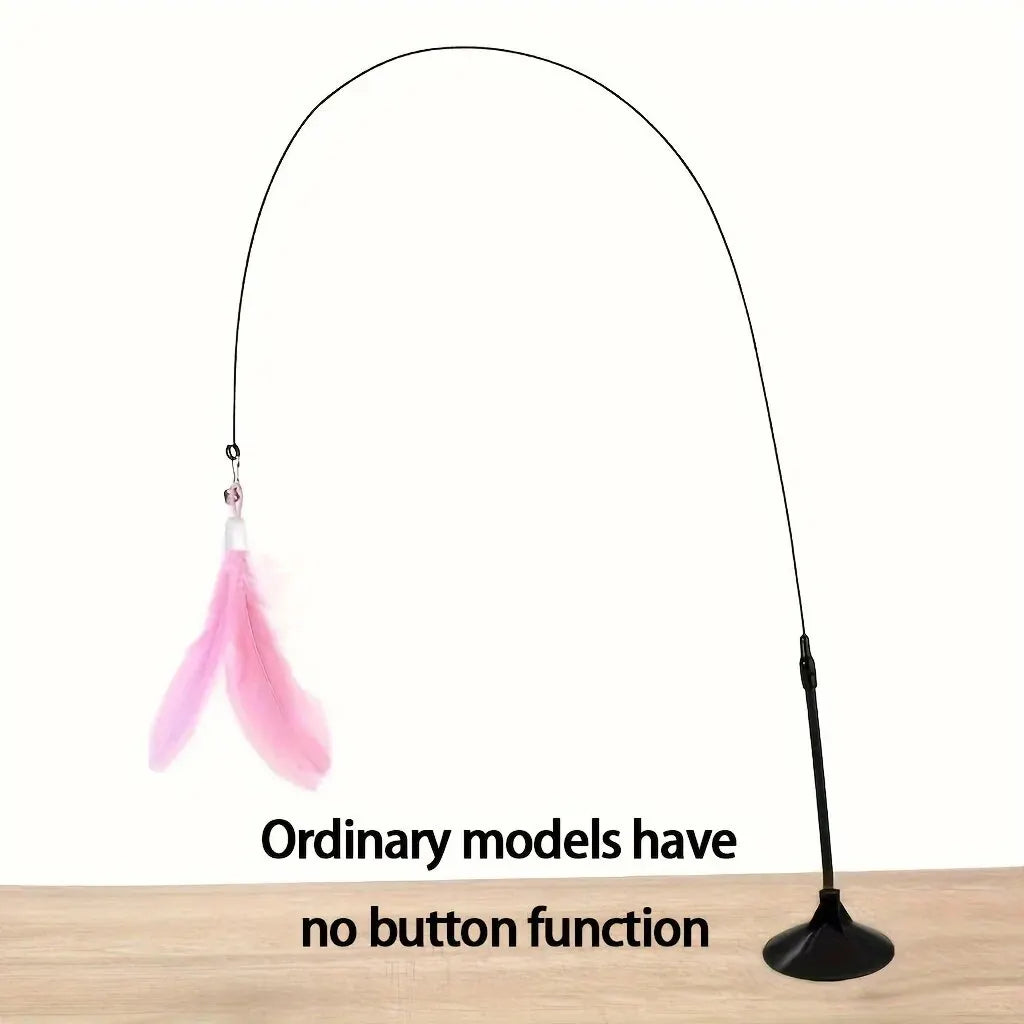 Suction Cup Cat Teaser Wand with Feather & Bell